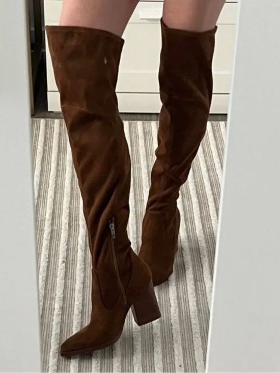 Marc Fisher Shoes - Marc Fisher dark brown suede boots with pointed toe and block heel